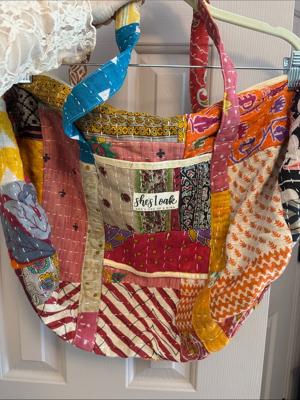Kantha NWOT Colorful Patchwork Tote Bag - Multi - Picture 3 of 6